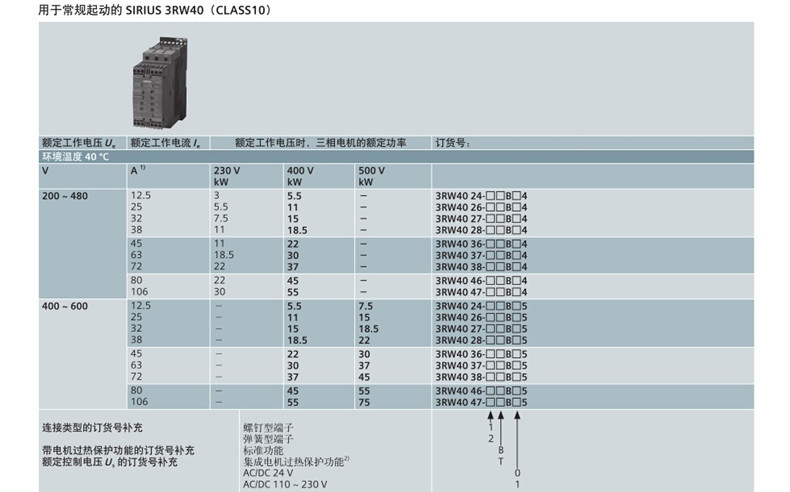 3RW40 通用软起3RW4047-1BB14 55KW 带集成旁路触点三相380V 其他品牌