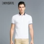 Kaiser / Caesar Solid Color Men ngắn tay áo thun Lapel Polo Áo sơ mi thông thường Thanh niên kinh doanh Thanh niên áo phông polo nam