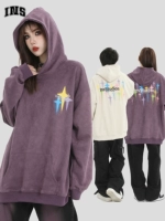 INSstudios Бархатная толстовка с капюшоном для влюбленных, в американском стиле, с печатью вашего логотипа, оверсайз