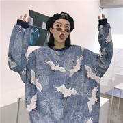 Hàn Quốc studio18 Hàn Quốc retro ukiyo-e cần cẩu sơn đầy đủ áo len dài tay