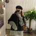 Hãng phim Hàn Quốc. Hàn Quốc retro màu hoang dã khâu áo len giả hai mảnh trùm đầu 18AW mẫu nam và nữ áo len nam hàng hiệu Áo len