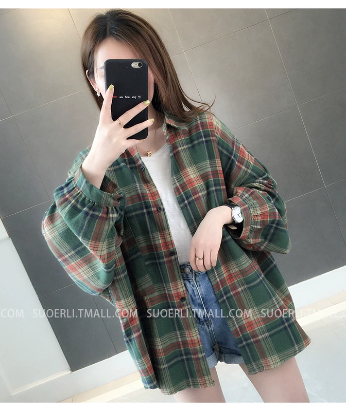 Áo sơ mi kẻ sọc nữ dài tay lỏng lẻo phiên bản Hàn Quốc của áo sơ mi nữ mùa xuân hoang dã giản dị 2019 áo mới - Áo sơ mi áo sơ mi voan kiểu hàn quốc