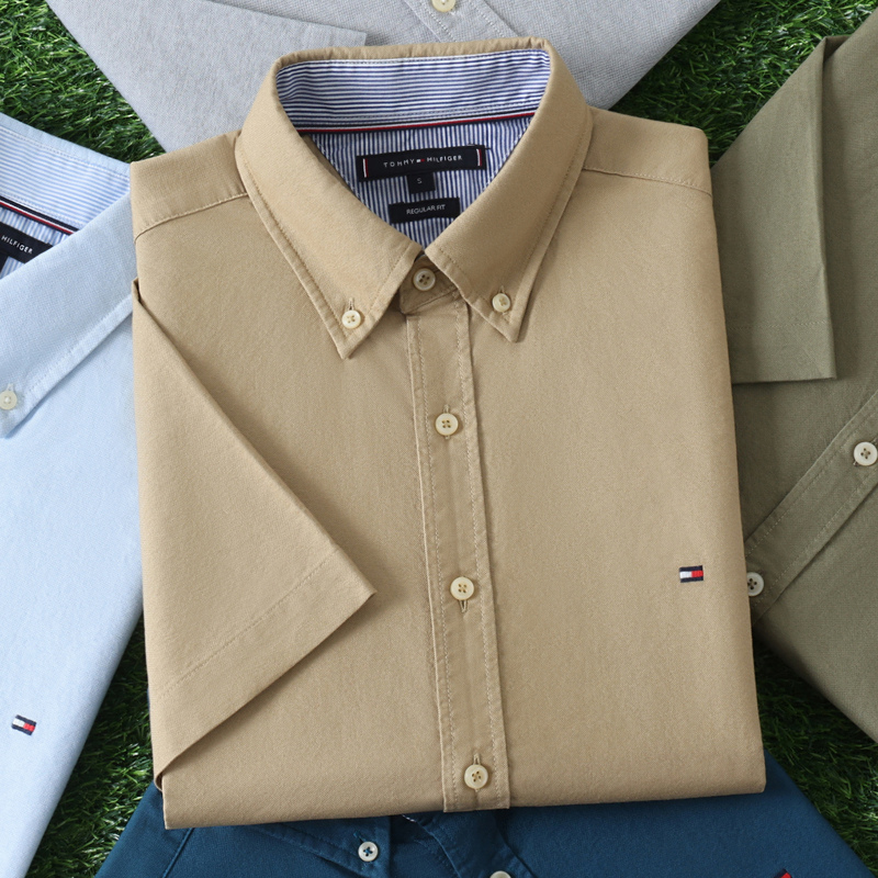 North American Purchase of Tommy Men's Short-Sleeved Shirts, Summer Business Casual Oxford Fabric Non-Iron Half-Sleeve Shirts North American Purchase of Tommy Men's Short-Sleeved Shirts, Summer Business Casual Oxford Fabric Non-Iron Half-Sleeve Shirts