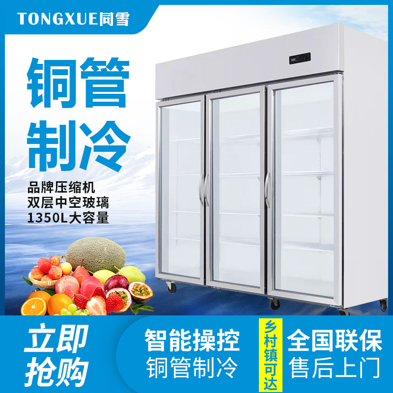 Co-Snow Triple Door Vegetable Fruit Tea String of Aroma Refrigeration Display Cabinet Two Doors Preservation Cabinet Barbecue Point Vegetable Cabinet Commercial