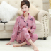 Trung niên mùa xuân pajama cô gái và mùa thu cotton dài tay áo mùa thu nữ trung niên mẹ womens mùa thu mất hai mảnh bộ. 