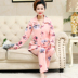 Trung niên mùa xuân pajama cô gái và mùa thu cotton dài tay áo mùa thu nữ trung niên mẹ womens mùa thu mất hai mảnh bộ. 