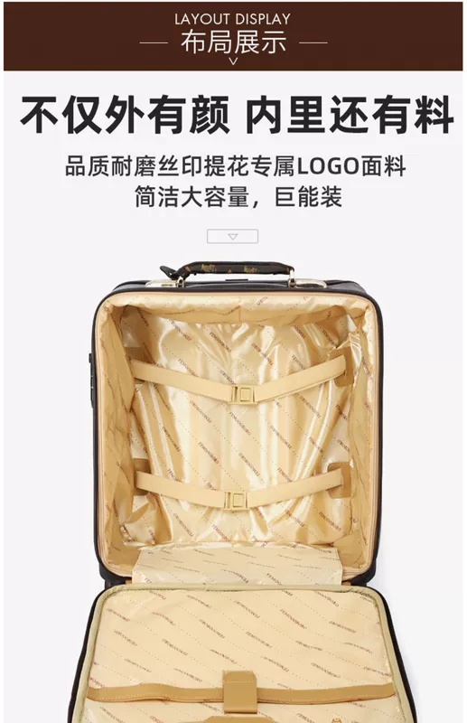 Trọng lượng nhẹ 16 inch trường hợp xe đẩy nữ hộp hành lý mẹ phiên bản Hàn Quốc của vali nhỏ phổ quát bánh xe da công suất lớn - Va li