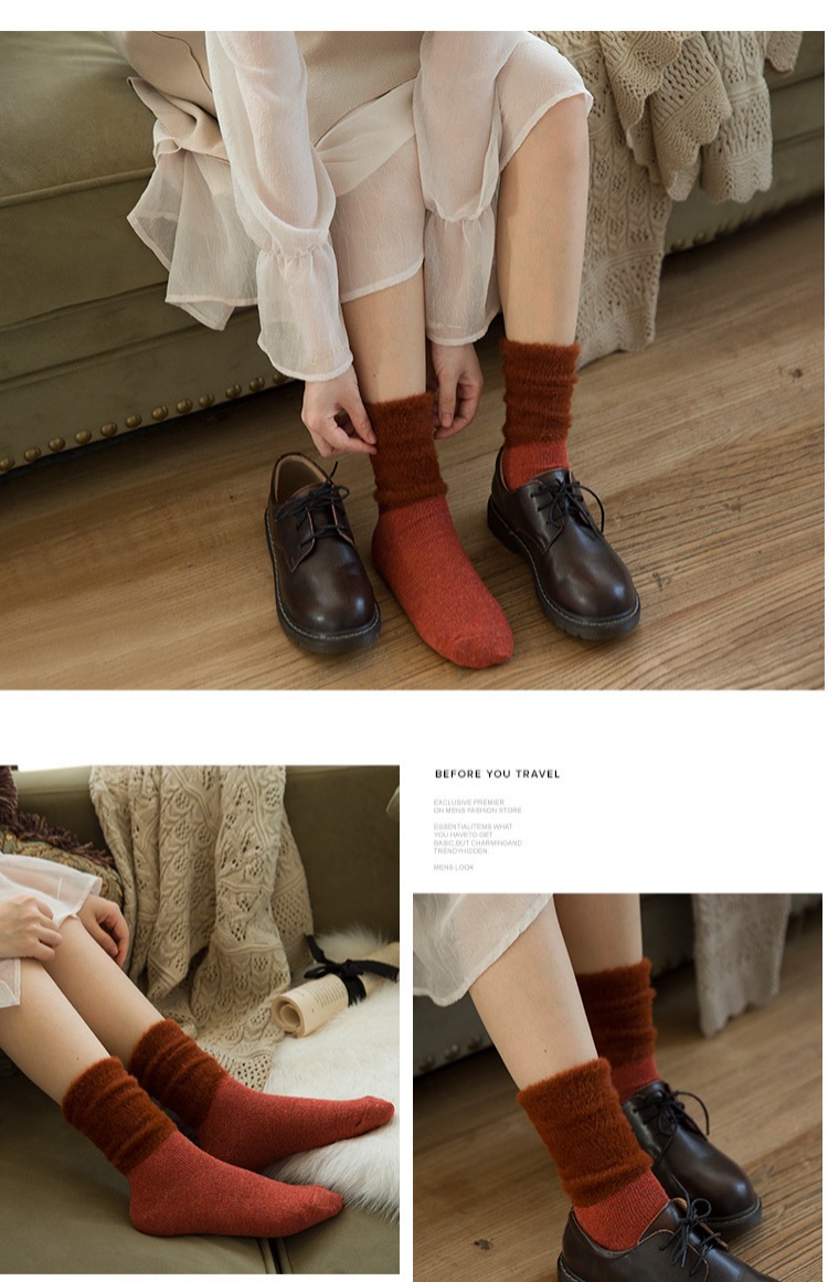 Mua hai tặng một đống vớ nữ mùa thu và mùa đông cá tính nước Hàn chồn dày vớ cotton ấm trong vớ Hàn Quốc vớ cao cổ