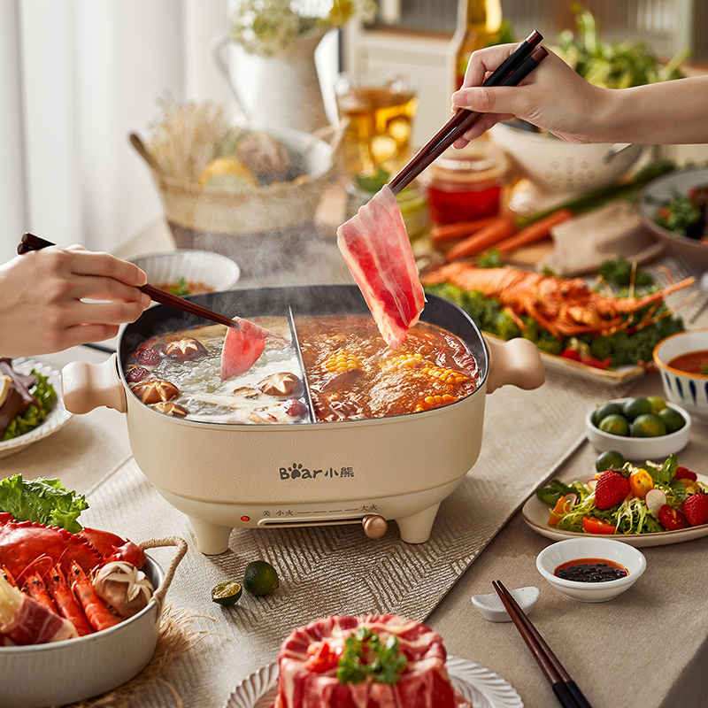 Small Bear Electric Hot Pot Pan Home Multifunction Integrated Pan Electric Hot Pot Electric Frying Pan Quick Cooking Pan Mandarin Pot Electric Fire Hot Pot