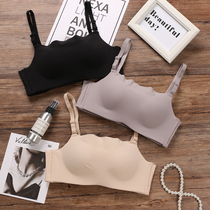Bandeau bra anti-go light small chest thickened sports bra students without rims gathered on the support chest underwear summer