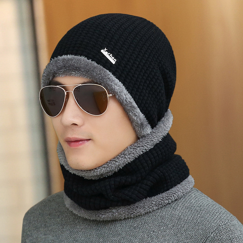 Hat Men Winter Thickened Warm Wool Line Hat Winter Men's Sleeve Heads Knitted Hat Ears Northeast Outdoor Tide-Taobao