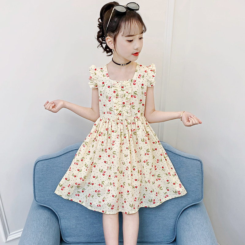 Net red girls popular dress summer dress 2022 new children's spring and autumn skirt girl big boy western style cotton long skirt