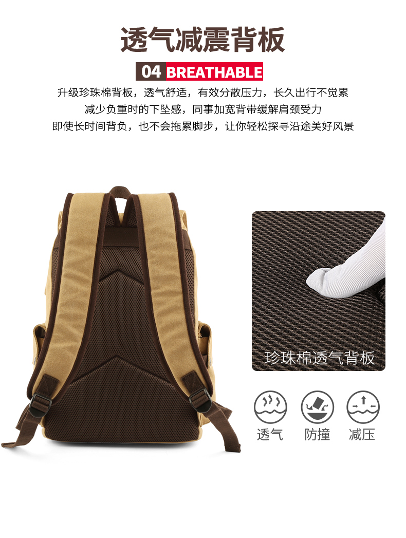 Retro vải canvas nam ba lô xu hướng thời trang ba lô dung lượng lớn máy tính du lịch túi sinh viên nam - Ba lô cặp đi học nữ cấp 2