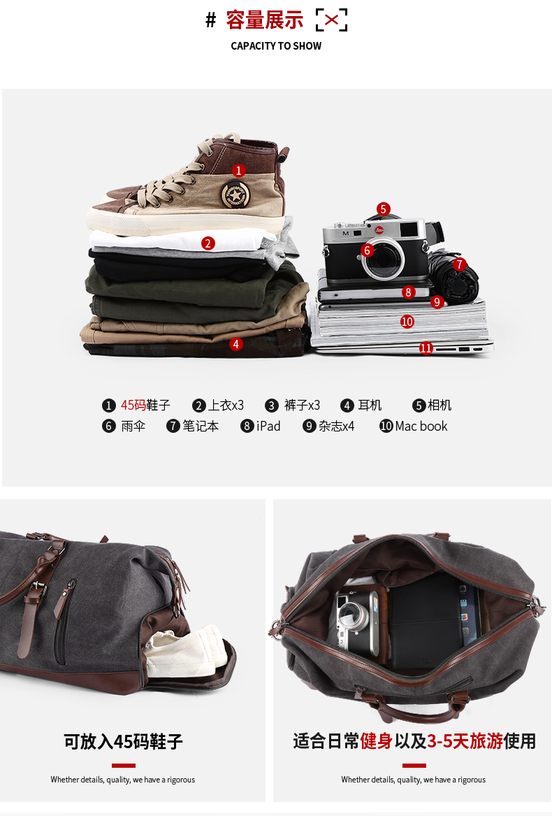 Vintage vải nam tote túi xu hướng thời trang đeo vai ba lô du lịch đơn giản du lịch lên máy bay túi nam - Túi du lịch túi du lịch nam đẹp