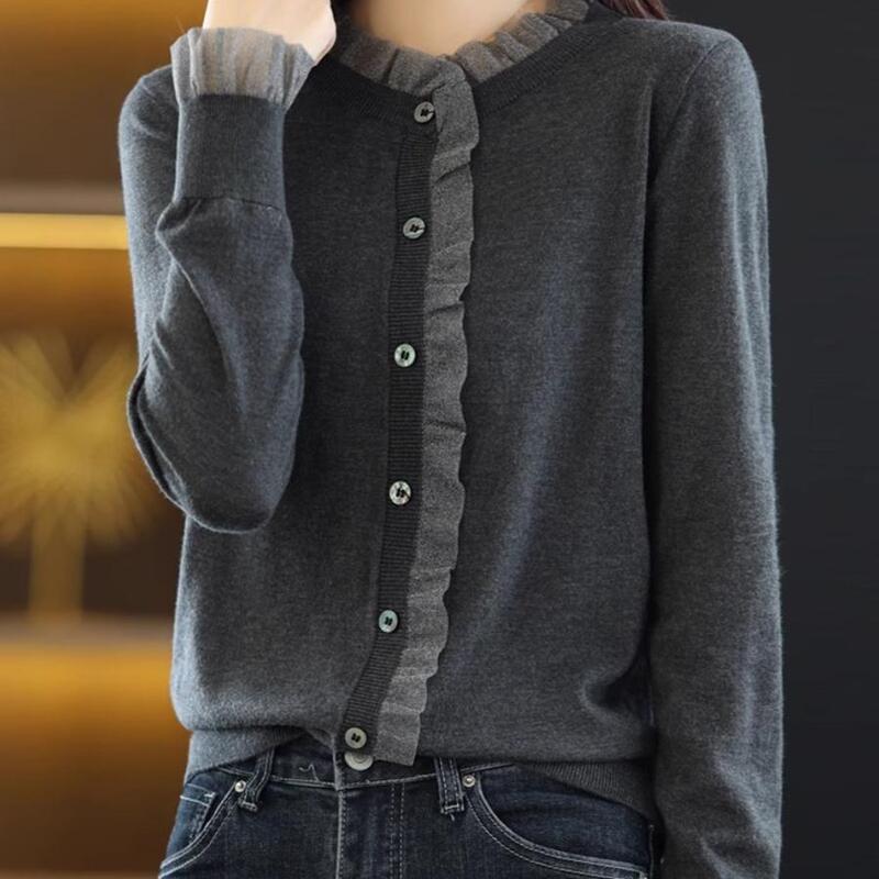 Outlet Clearance Foreign Trade Cut-Label Surplus Lace Knit Cardigan Spring and Autumn Sweater Coat Stylish Outerwear Top