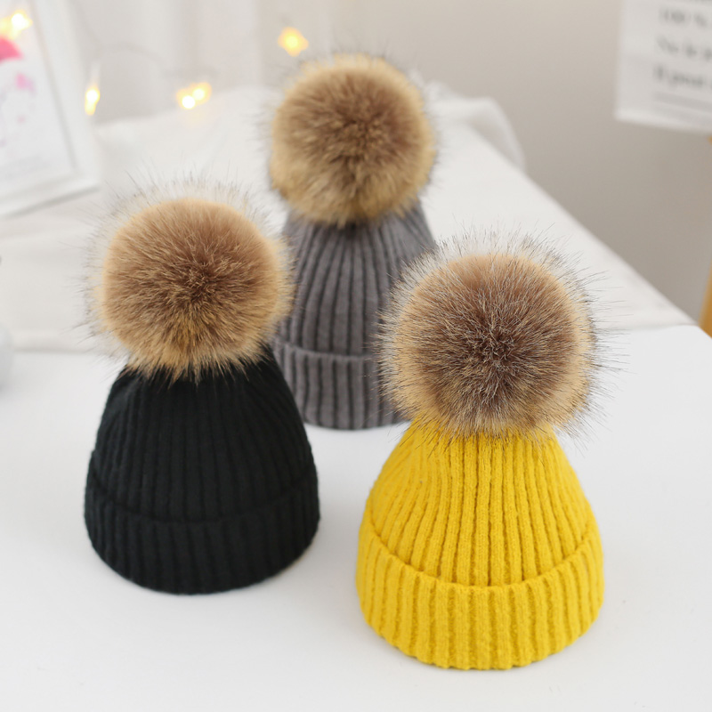 Child Gush Hat Autumn Winter Male Girl Hair Thread Knit Cover Headhat Baby Warm big matt