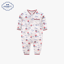 Baby clothes 2021 spring new handsome British style male baby jumpsuit cotton full moon clothes Climbing clothes