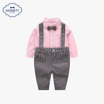 Baby autumn winter clothes 2021 new boys with pants set set tidal air Gentleman Full Moon party dress