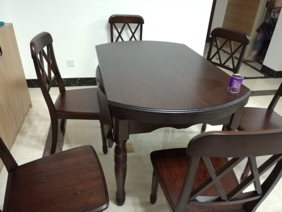 American country pure solid wood dining table retractable 4-8 people dining table and chair combination dining room simple household dining table