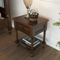 American bed head cabinet minimalist modern solid wood bedside cabinet living-room sofa edge a few storage cabinets light and luxurious bedroom lockers