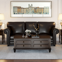 American Countryside Retro Real Leather Sofa Composition Full Leather Real Wood Layer Cow Leather Light Lavish Minimalist Hall Furniture