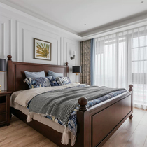 American countryside white wax wood full solid wood bed Double beds 1 8 m Jane beauty 1 5m Main bed brief retro to the old