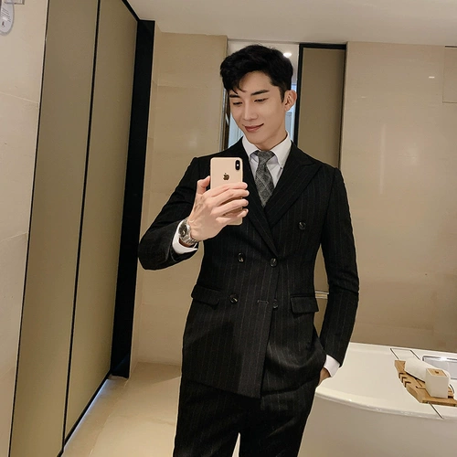 Комплект, классический костюм для отдыха, пиджак классического кроя, в британском стиле, облегающий крой