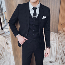 Korean slim suit suit suit mens business dress casual black coat groom wedding groomsman suit small suit tide