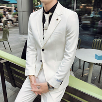 White suit suit suit mens wedding groom dress slim business dress wedding Korean casual suit trend
