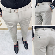 Spring and autumn ankle-length pants slim stretch pants Korean casual suit pants mens small feet suit long pants tide