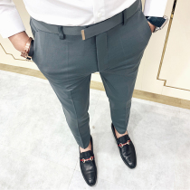Summer stretch ankle-length pants slim trousers Korean casual suit pants mens feet suit yuppie trend thin