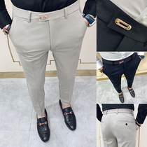 Summer stretch ankle-length pants mens slim trousers Korean casual suit pants mens feet suit yuppie trend