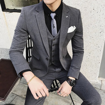 Casual suit suit men Korean slim three-piece business professional dress groom wedding dress trend suit
