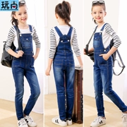 Bộ đồ yếm cho bé gái 2018 mùa xuân mới phiên bản Hàn Quốc 6-13 tuổi Cậu bé denim hai mảnh yếm trẻ em