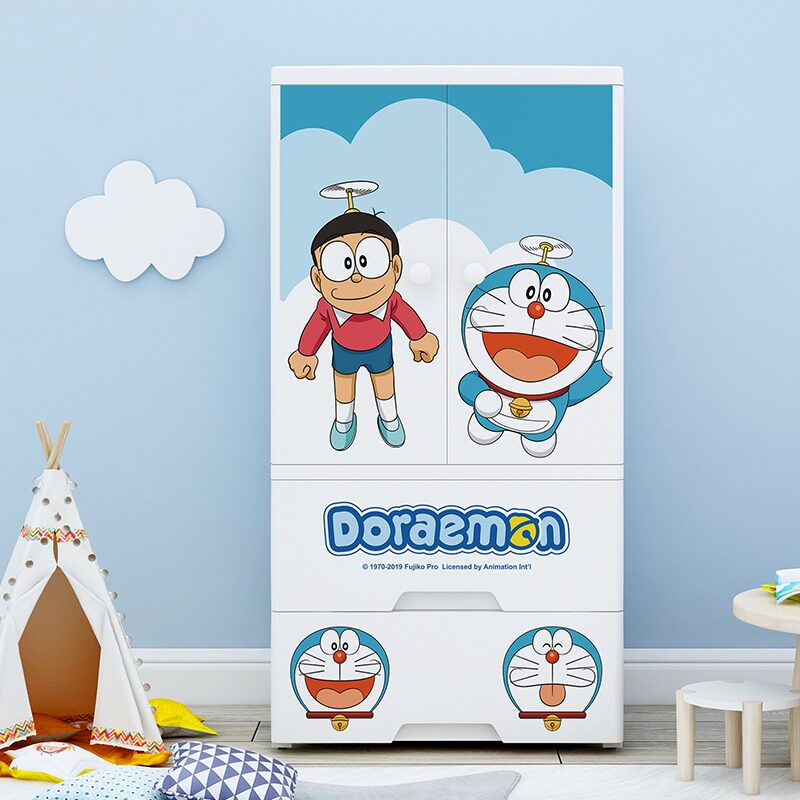 Thickened children's clothing storage cabinet Cartoon storage cabinet Simple wardrobe Plastic children's wardrobe Drawer chest of drawers