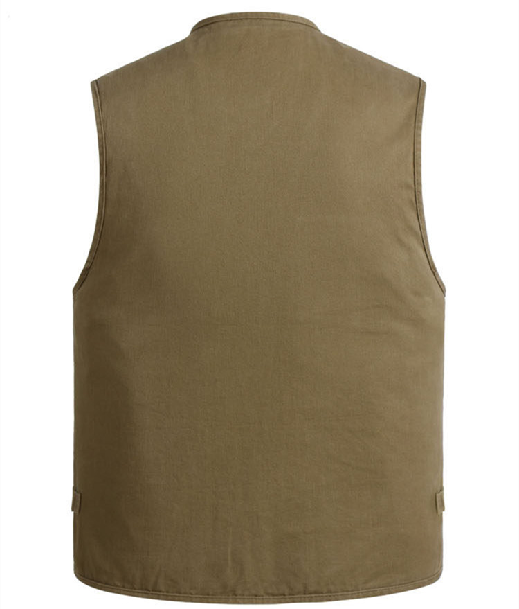 Mùa xuân và mùa thu vest mùa đông bằng vải cotton giặt nhiều túi trung niên ngoài trời chụp ảnh giải trí câu cá vest vest nam áo ghi lê nhiều túi