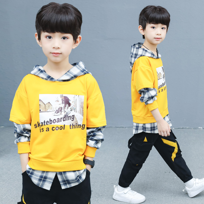 Boys' sweaters 2020 spring and autumn new children's holiday two tops boys' middle school children's autumn and winter Korean edition casual shirt