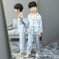 Childrens pajamas spring and autumn boys Ice Silk Air conditioner long sleeve trousers home clothing cartoon big boy autumn suit