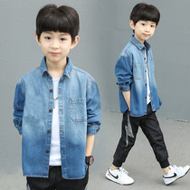 Boy denim shirt 2021 New Korean version of foreign style long sleeve cotton children Spring and Autumn shirt coat tide