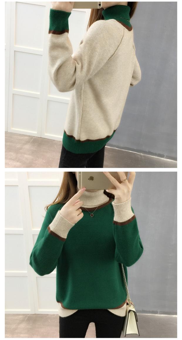 Phụ nữ mùa thu và áo len cổ cao mới thả lỏng phiên bản Hàn Quốc của set đồ hoang dã kết hợp áo len dày cho nữ - Áo len áo công sở nữ