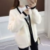 Áo len nữ mùa xuân mới Hàn Quốc lỏng lẻo dày v-cổ đèn lồng tay áo len lười - Đan Cardigan Đan Cardigan