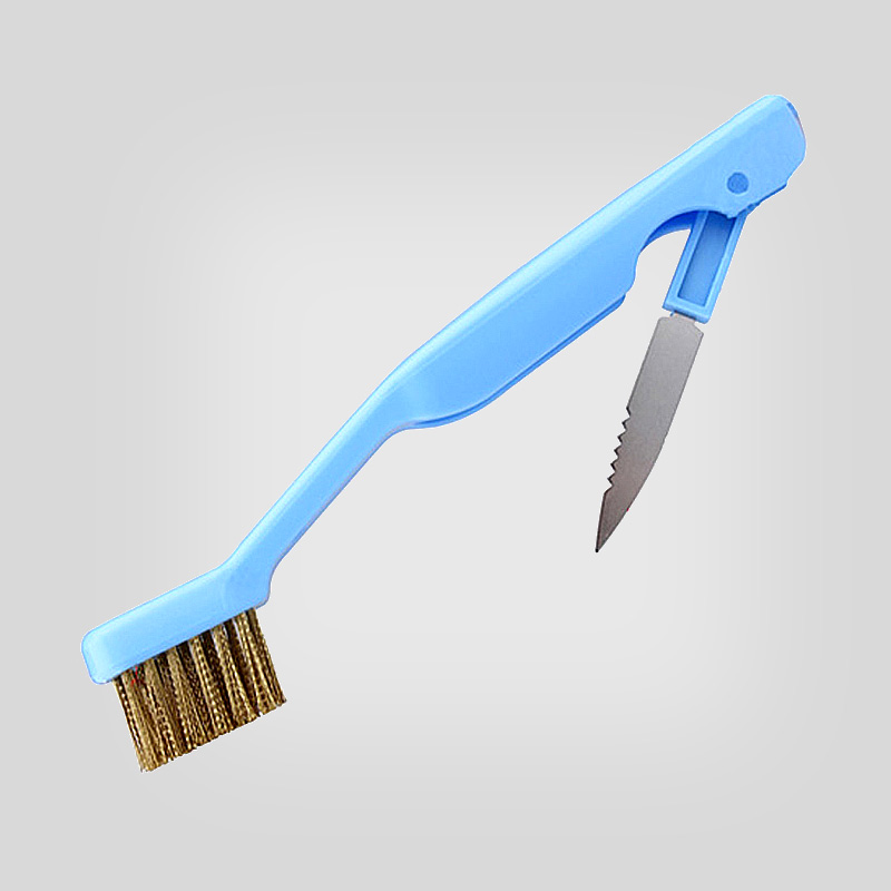 Gas stove cleaning brush gas stove brush hard hair derusting copper wire kitchen multi-function stove long handle with scraper