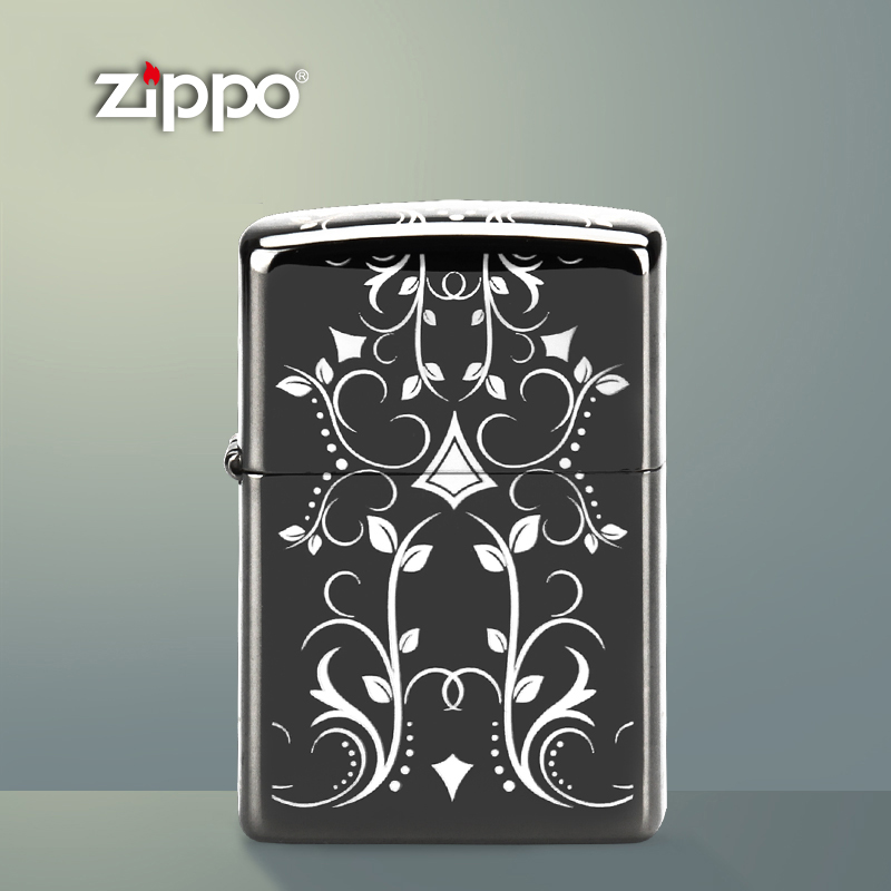 zippo lighter genuine US original dress new black ice five face engraved climbing vine 28833