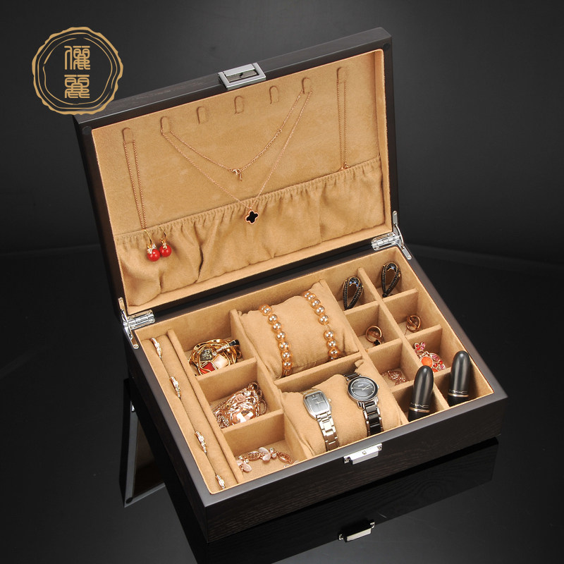 Lili jewelry box storage box single layer wooden ins style jewelry box storage box multi-functional large capacity watch box