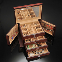 Li Li middle-style jewelry box wooden jewelry storage box large-capacity household multi-layer jewelry box with lock wooden box