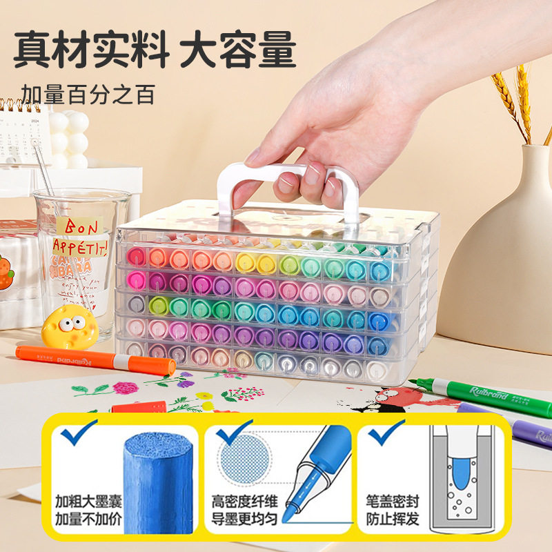 Direct Liquid Acrylic Marker Pen with Soft Tip, 12 Colors for Kindergarten, 24 Colors for Elementary School Students, Graffiti Art Pens, Washable, Lead-Free, Non-Toxic, Specially Designed for Children, Can Be Layered and Does Not Bleed through