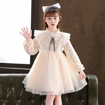 Girls' spring dress spring and autumn 2022 new children's long-sleeved girl's western style princess skirt children's clothing spring skirt