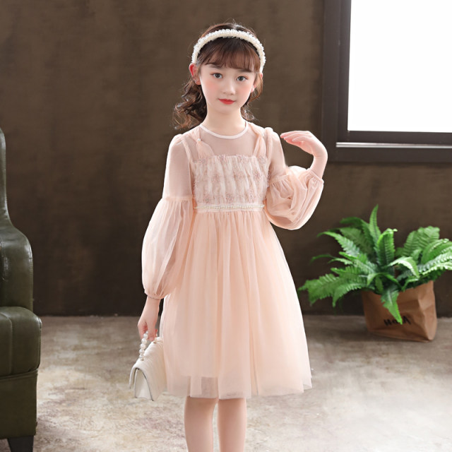 Girls spring clothes 2022 new children's dresses spring and autumn foreign style mesh skirt princess skirt girl skirt spring style