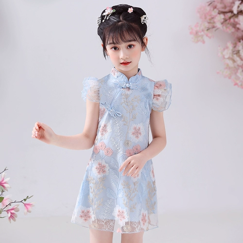 Ципао, летняя одежда, китайская вышивка, летнее платье для девочек, новая коллекция, в западном стиле, с вышивкой, китайский стиль