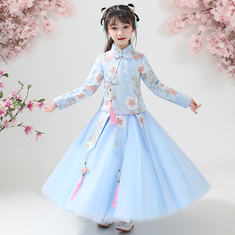 Children's Hanfu Girl Spring and Autumn Super Fairy Children's Clothing Chinese Style Ancient Clothing Spring Dress Little Girl Cheongsam Girls Tang Suit Dress